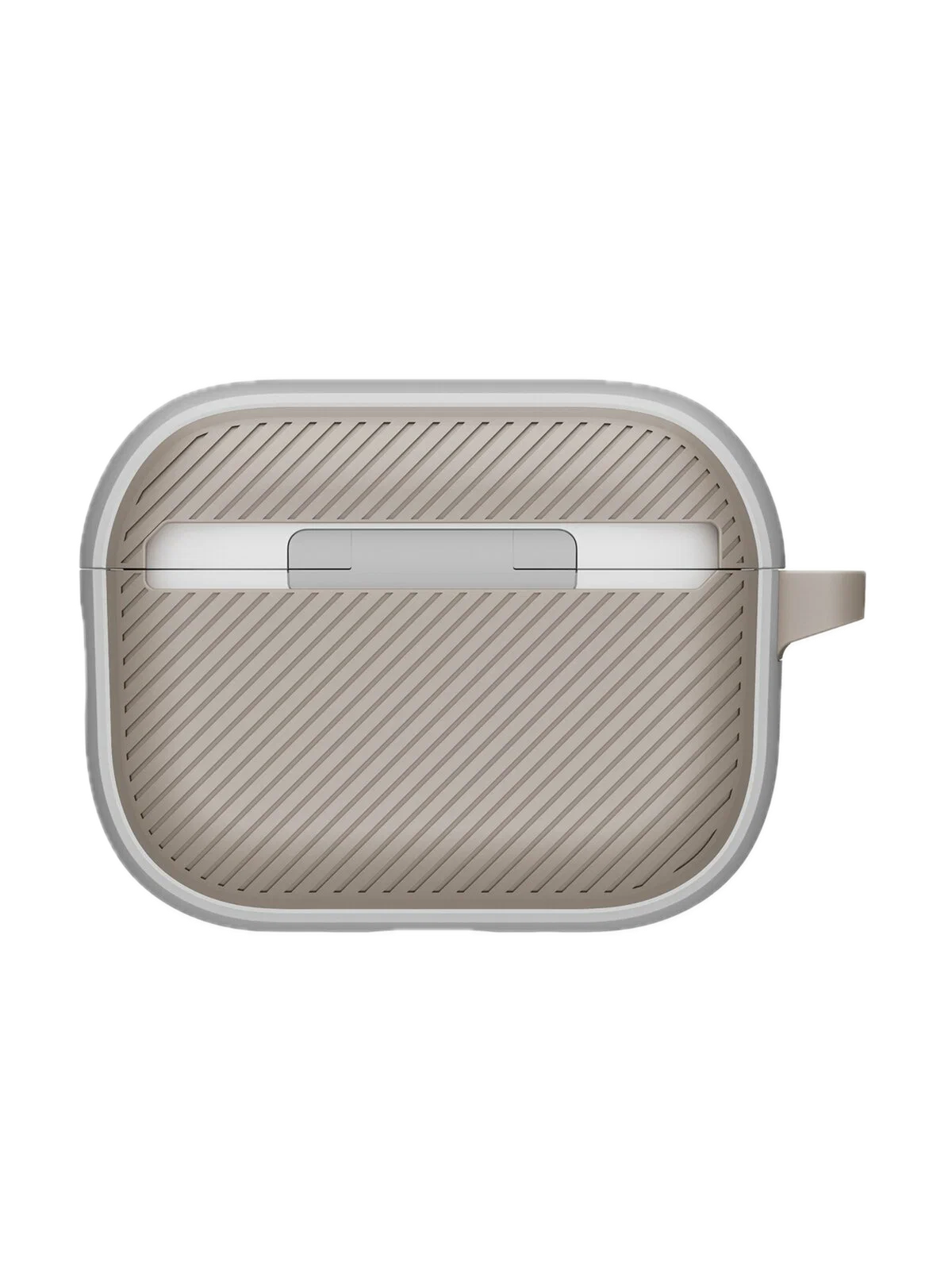 На фото изображено Чехол Uniq CLYDE Lock case для AirPods Pro 3, Mist Grey/Khaki