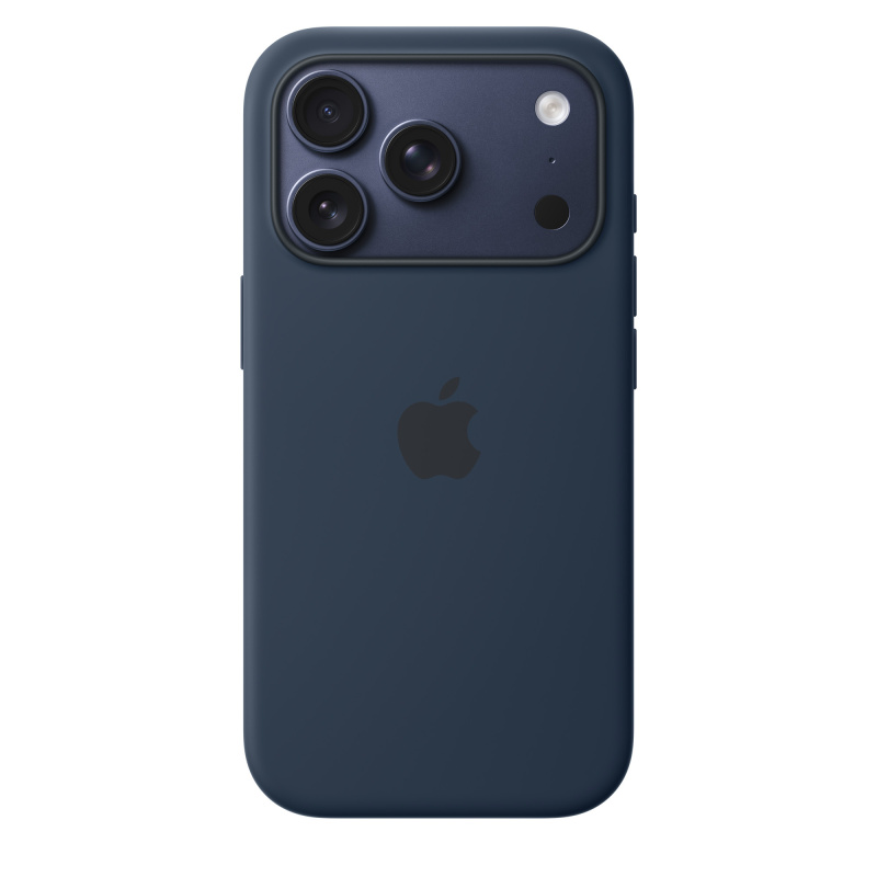 Фото Чехол защитный Apple Silicone Case with MagSafe для iPhone 17 Pro, синий На фото изображено Чехол защитный Apple Silicone Case with MagSafe для iPhone 17 Pro, синий
