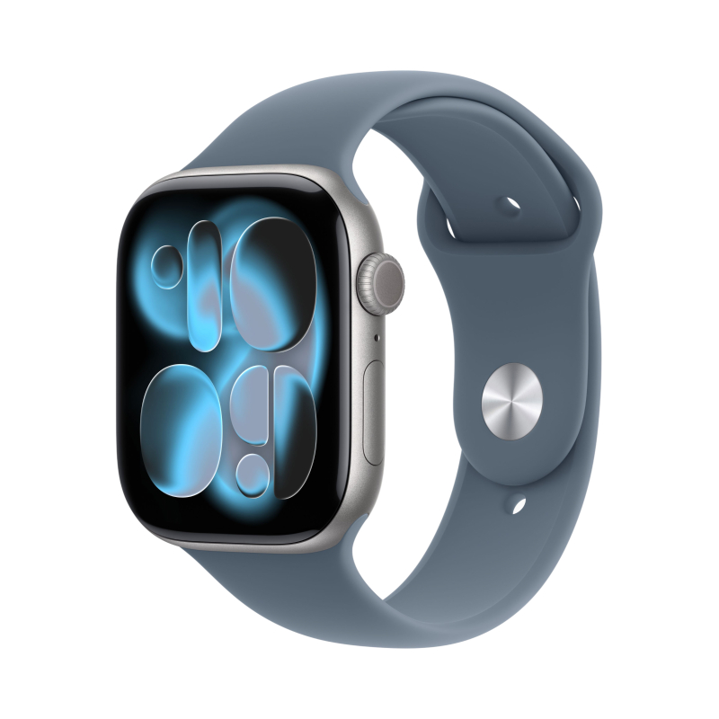 Фото Apple Watch Series 11, 46 мм, корпус из алюминия цвета «Серый космос», спортивный ремешок, размер M/L На фото изображено Apple Watch Series 11, 46 мм, корпус из алюминия цвета «Серый космос», спортивный ремешок, размер M/L