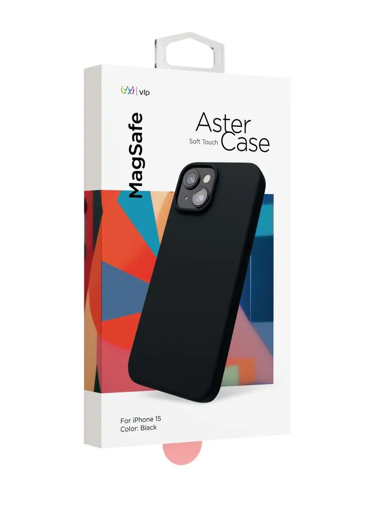 Чехол защитный VLP Aster Case с MagSafe для iPhone 14/15, черный