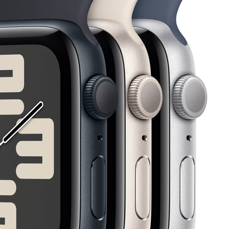 Apple Watch SE 2024, 40 мм, корпус из алюминия цвета «Серебристый», спортивный ремешок, размер S/M