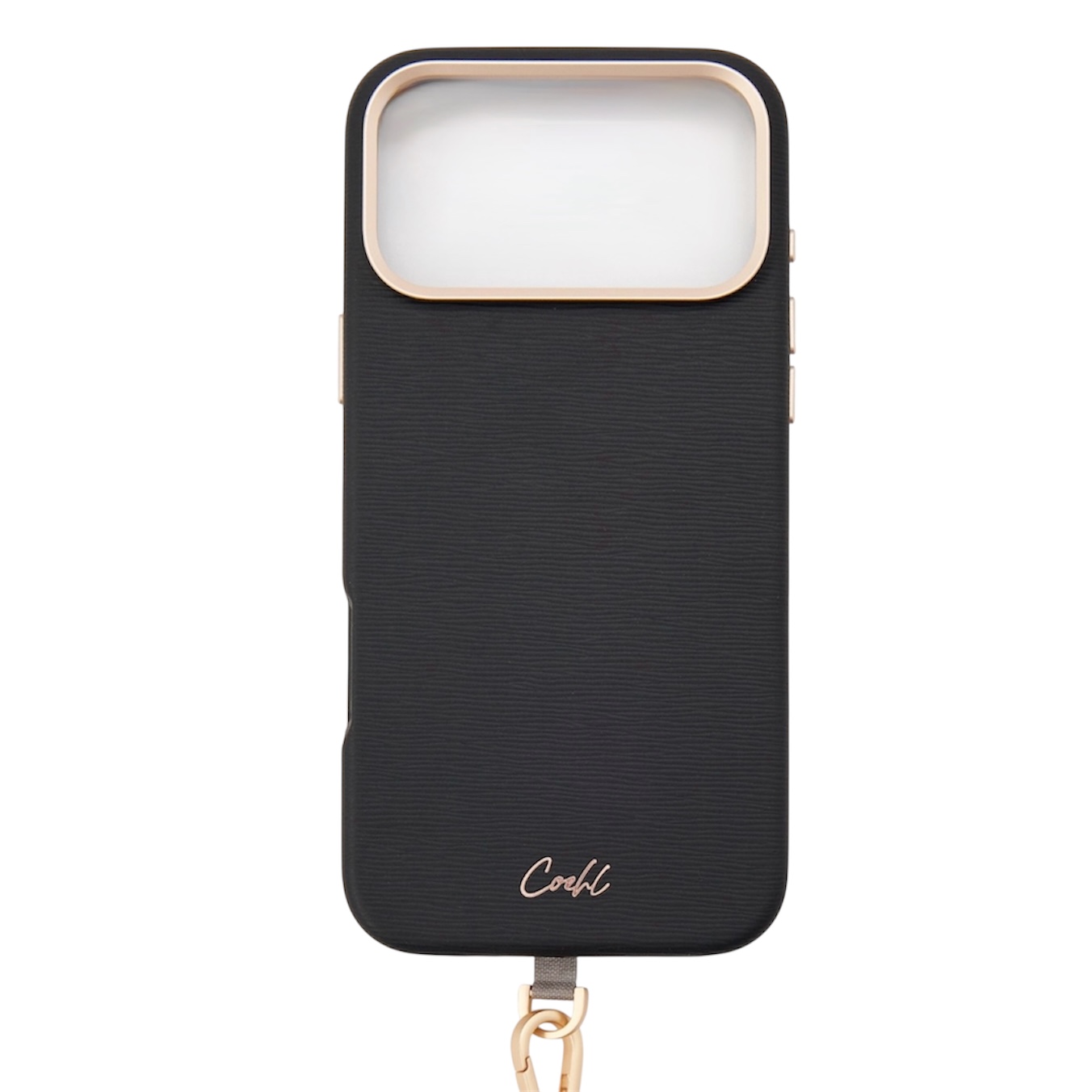 На фото изображено Чехол Uniq Coehl Strap Merelle (MagSafe) для iPhone 17 Pro, черный