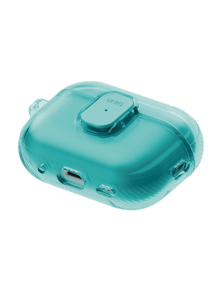На фото изображено Чехол Uniq Glase PRO TPU для AirPods Pro 3, Teal