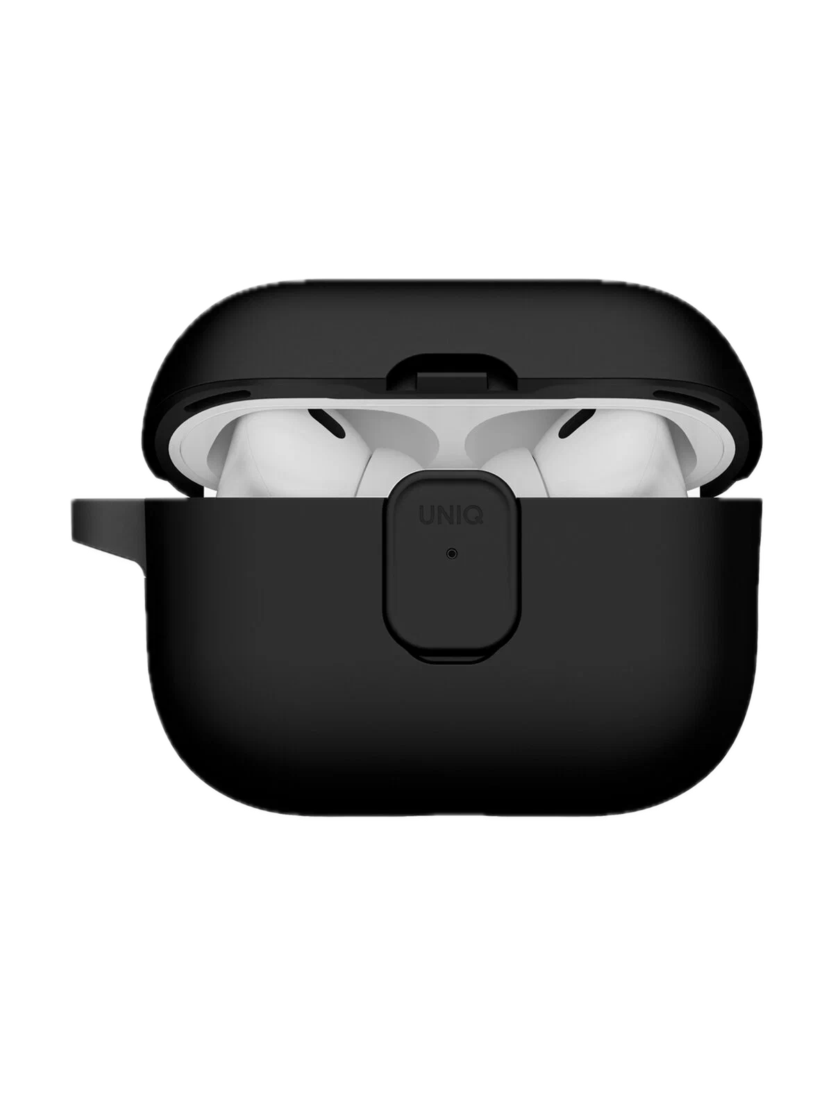 На фото изображено Чехол Uniq CLYDE Lock case для AirPods Pro 3, Black/Dark Grey