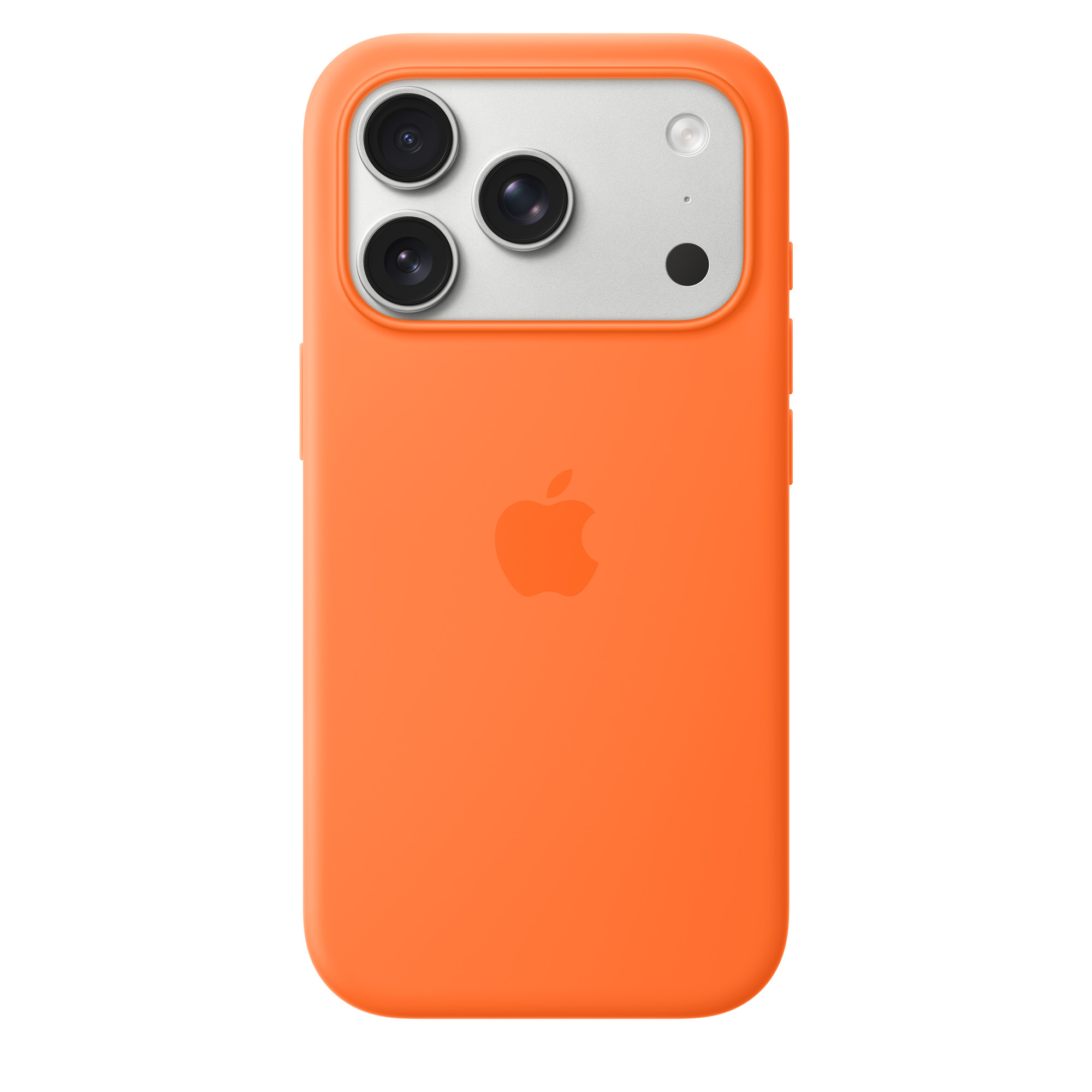 На фото изображено Чехол защитный Apple Silicone Case with MagSafe для iPhone 17 Pro, оранжевый