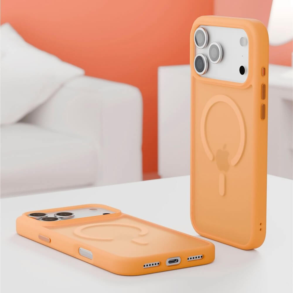 На фото изображено Чехол защитный VLP LITE Bloom Case с MagSafe для iPhone 17 Pro Max, оранжевый