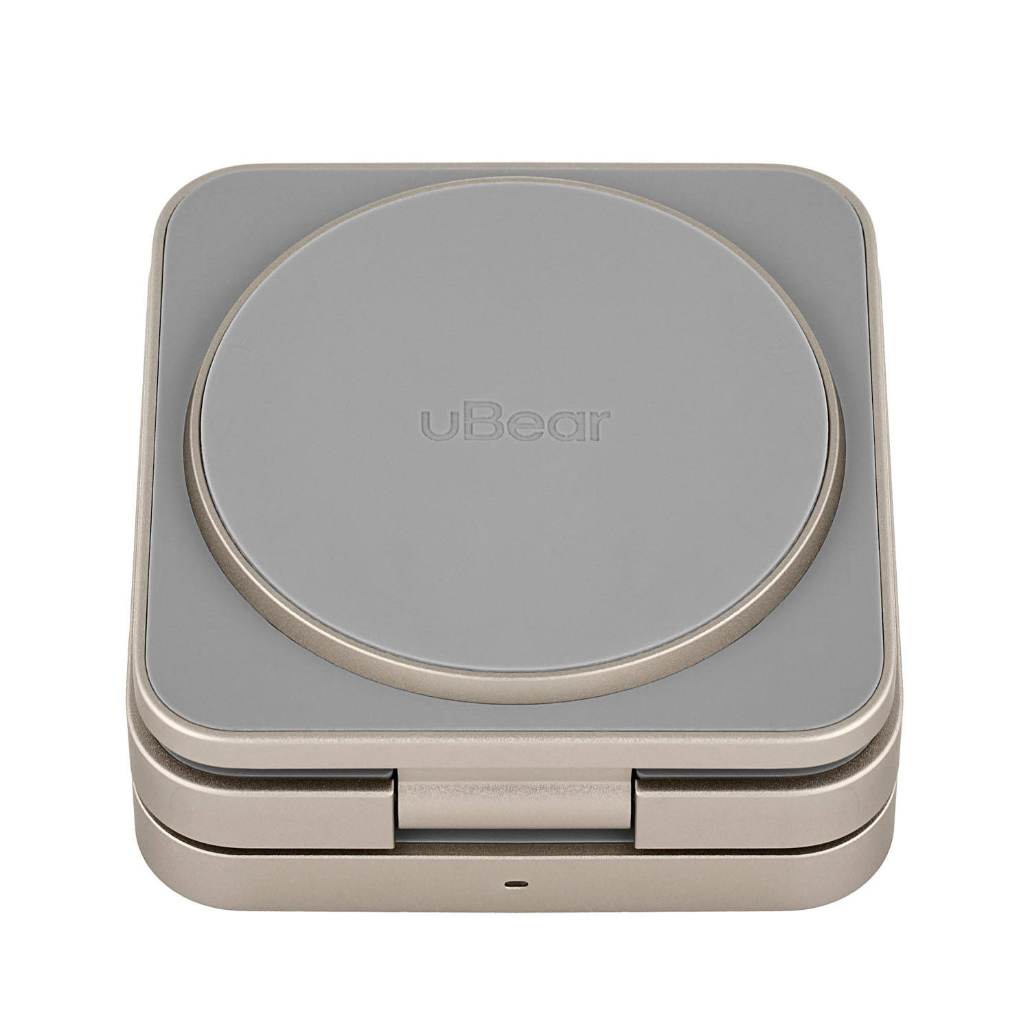 На фото изображено Беспроводное зарядное устройство uBear Balance с поддержкой MagSafe, натуральный титан