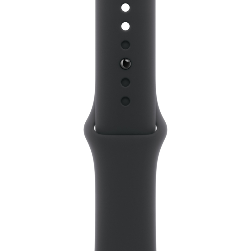 На фото изображено Apple Watch Series 11, 46 мм, корпус из алюминия цвета «Серый космос», спортивный ремешок, размер S/M