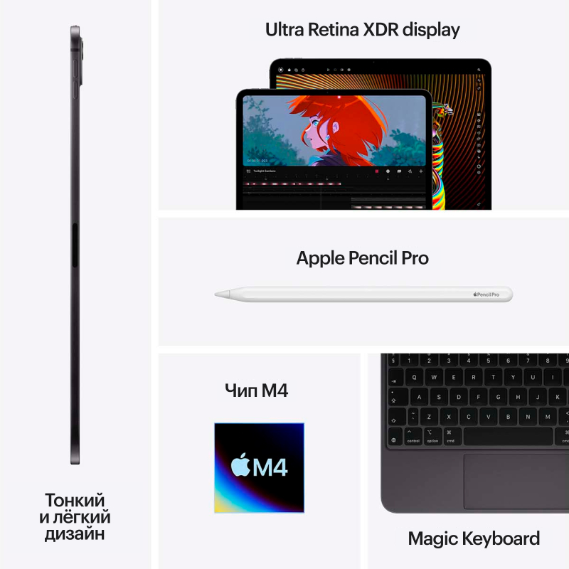 Apple iPad Pro M4, 13” дюймов Wi-Fi + Cellular 1 ТБ, Чёрный космос