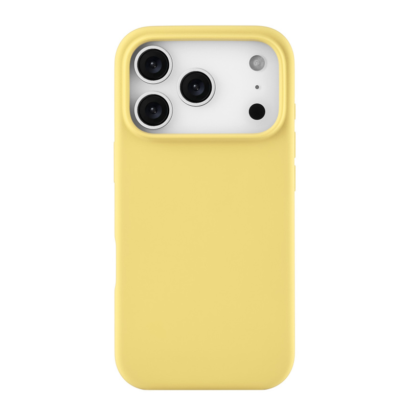 На фото изображено Чехол защитный uBear Touch Mag Case для iPhone 17 Pro, MagSafe, светло-жёлтый