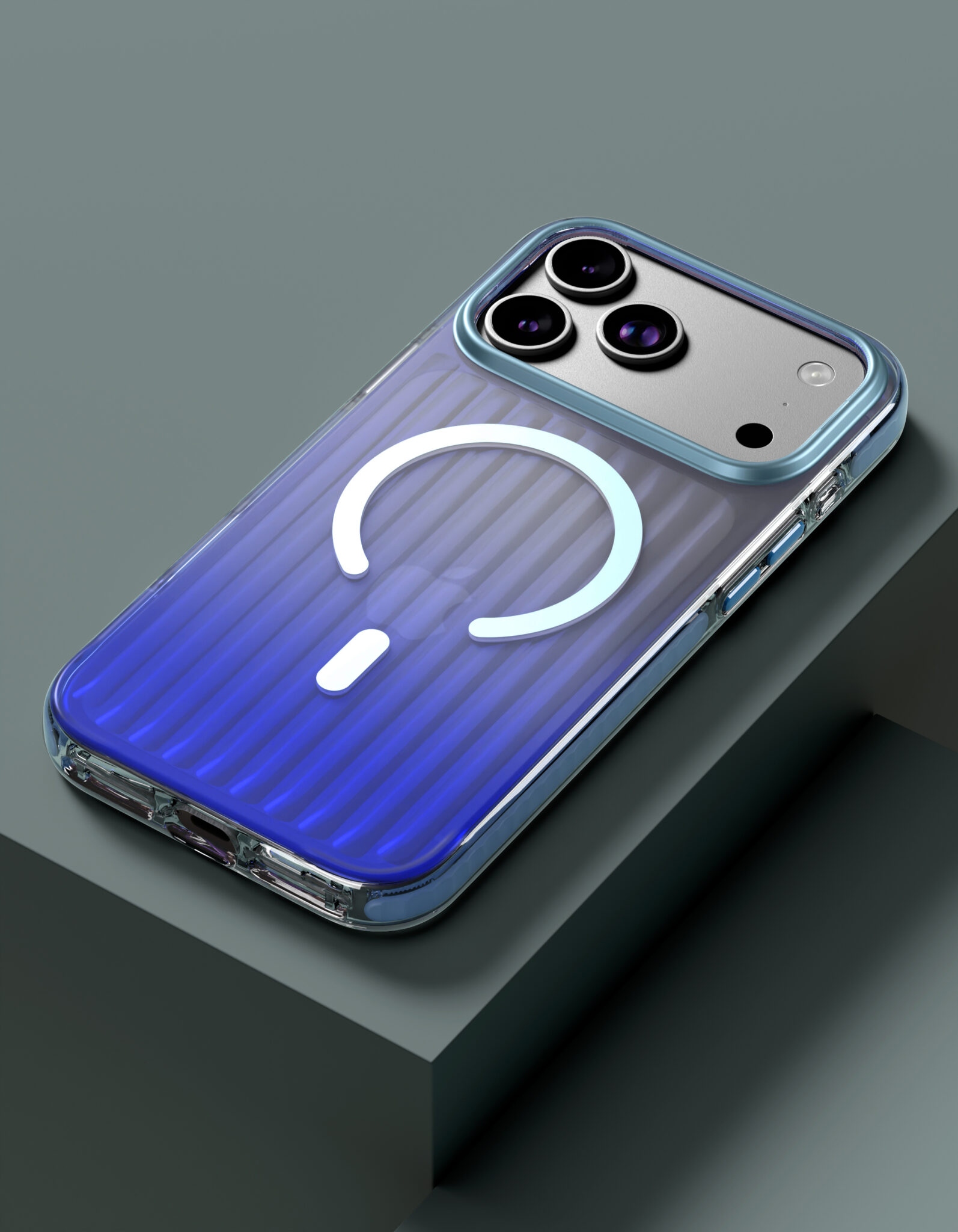 Фото Чехол защитный VLP Pulse Case с MagSafe для iPhone 17 Pro Max, синий На фото изображено Чехол защитный VLP Pulse Case с MagSafe для iPhone 17 Pro Max, синий