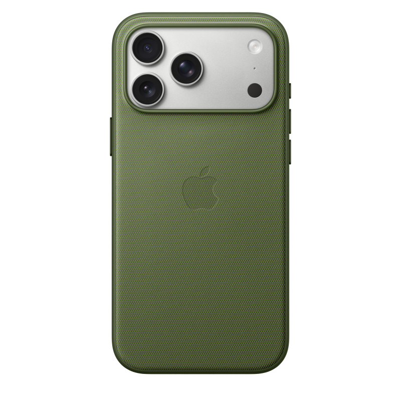 На фото изображено Чехол защитный Apple TechWoven Case with MagSafe для iPhone 17 Pro Max, зелёный