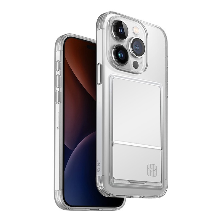 Фирменный чехол UNIQ Air Fender ID (Cardslot) для iPhone 15 Pro, прозрачный